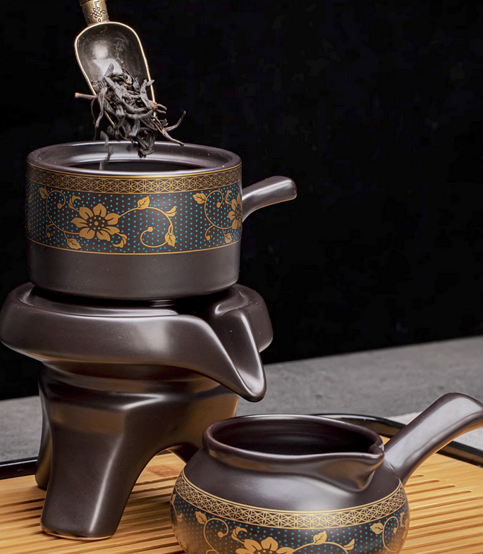 懶人茶具套裝家用喝茶防燙泡茶壺陶瓷 功夫茶杯石磨半自動(dòng)沖茶神器